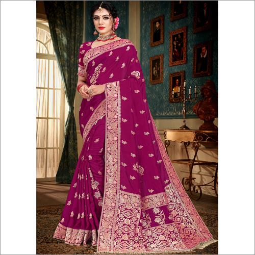 Banarasi Maroon Viscose Saree