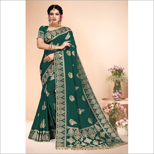 Banarasi Party Wear Green Viscose Saree