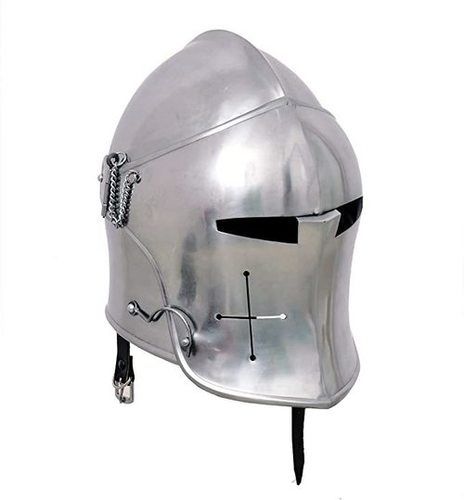 Medieval Visored Barbuta Helmet Knights Templar Crusader Armour Helmet Roman Spartan Silver