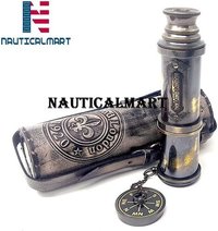 Nautical-Mart Brass Dollond London's 18 inches Antique Telescope/Spyglass in Leather Box (Black Antique)