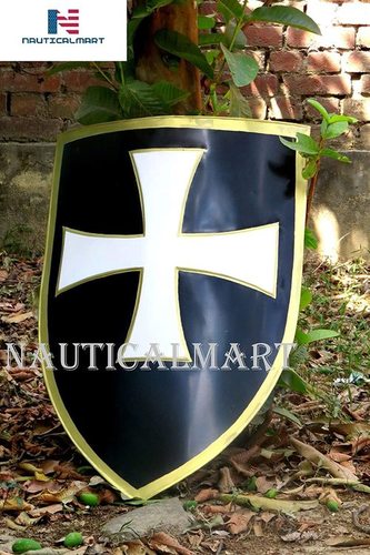 Iron Nauticalmart Medieval Crusader White Cross Heater Shield Suitable Re-Enactment Stage Costume Halloween