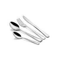 Stainless Steel Cutlery Set - 4-piece Set | Mirror Polished Finish, Durable Design With Thick Stems And Soft-curved Edges For Dining And Serving