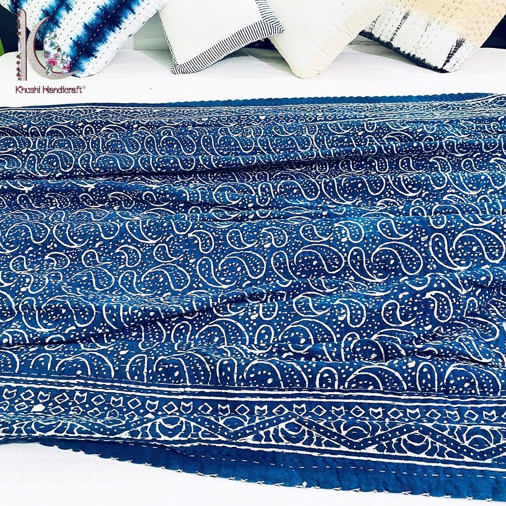 Dabu Print Kantha Quilt Kantha Bed Throw