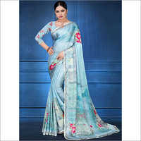 Digital Print Georgette Satin Printed Saree