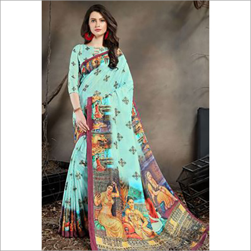 Digital Print Silk Fabric Sarees