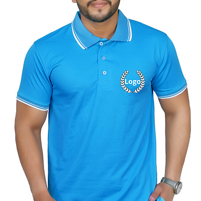 Premium Polyester Drifit Polo Neck T-shirt With Logo On Chest - Polyester Fabric, Sizes S-XXL, Colors: White, Black, Navy Blue, Red, Green, Short Sleeves, Contrast Color Tipping