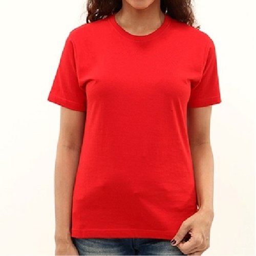 Women's Premium Biowash Cotton Round Neck T-shirts - Cotton Fabric, Sizes S-XXL, Colors: Black, White, Navy Blue, Red, Grey Melange, Short Sleeves - Customizable Print Available
