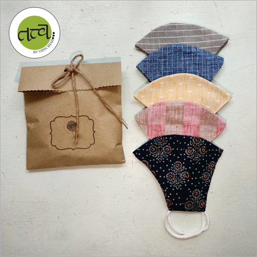 Handloom Cotton Face Mask - 6 x 6 x 0.5 Inch, Various Color with Attractive Design | Lightweight, Unisex, Personal Care Face Protection from Dust & Pollution