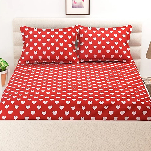 Heart Printed Bed Sheet - 100% Cotton, Full Size , Washable and Available in Various Colors