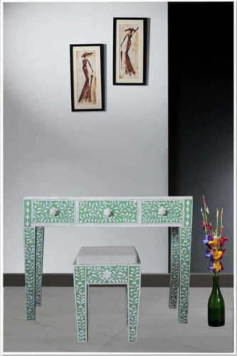 Handmade Handcrafted Bone Inlay Desk Table
