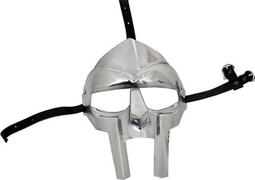 B07x9846lh Steel Roman Gladiator Helmet Face Mask Mf Doom Medieval Re-enactment Viking Mask, Silver, Stander