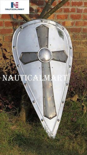 Iron B082Dc22R3 Nautical-Mart Medieval Armor Kite Shield Battle Ready Metal Cross Templar Shield