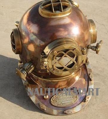 B01LWBVOS3 NauticalMart Antique Full Copper & Brass Diving Helmet Divers Helmet Us Navy Mark V