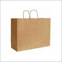 Brown Handle Paper Bag - Kraft Paper, Various Sizes Available, Brown Color | Disposable, Recyclable, Hand Length Handle, Max Load 2000 kg, Embossed Surface