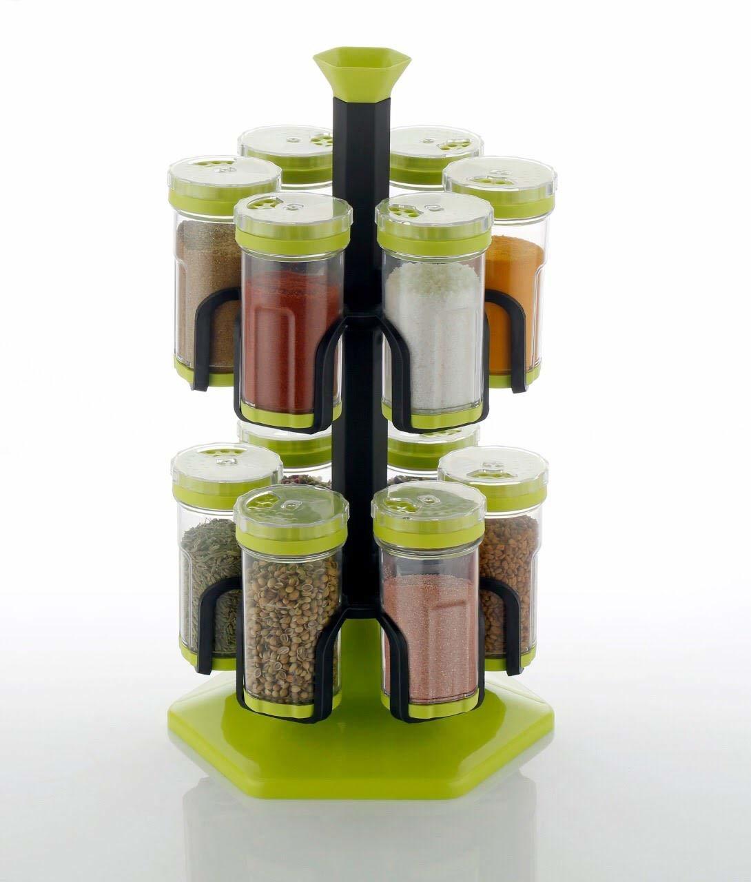 12 Jar Multipurpose Revolving Plastic Spice Rack