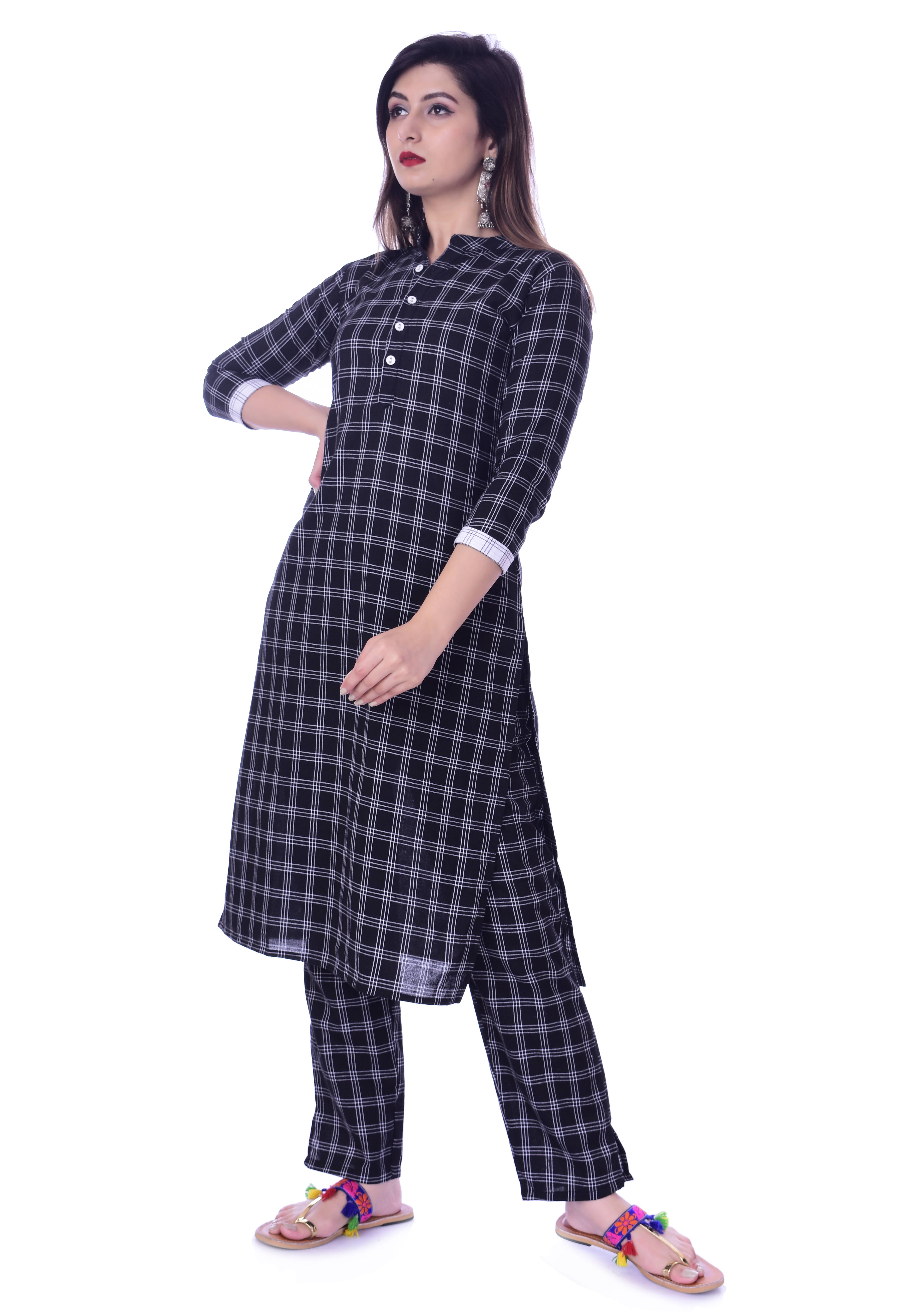 Remtex Women Kurta Pant Black