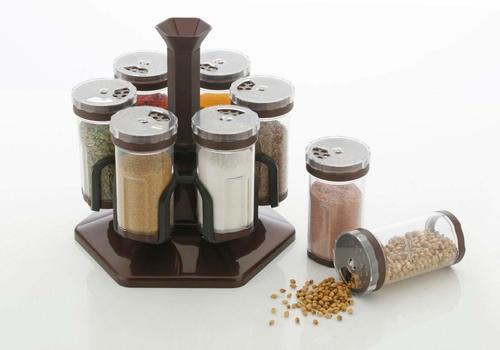 Plastic Revolving Spice Rack Set (Transparent) | 250 ml, Set of 6
