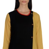 Remtex Women Kurta  Black Cream