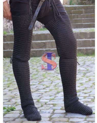 Iron B01Lou1K6C  Legging Pair/Chausses Chainmail Medieval Armour 10Mm Butted Zink Finish