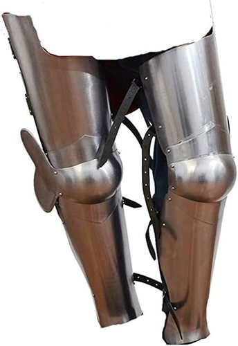 Iron B07H33Pp34 Medieval Full Leg Armor Pair, Solid Steel, Full Size, One Size