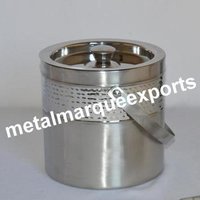 Stainless Steel Hammered Finish Ice / Champagne Bucket - Dia 18 Cm, Height 18 Cm | Sustainable Design, Shining Polish, Modern Round Shape