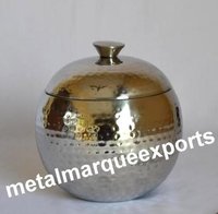 Stainless Steel Hammered Round Ice Bucket - Dia 15 Cm, Height 12.5 Cm | Shining Polish Finish, Sustainable Modern Design