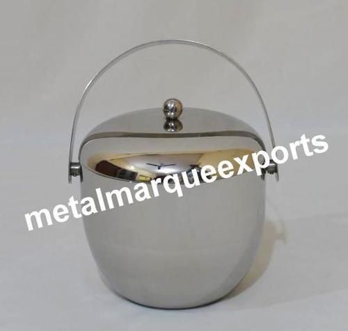 Silver Stainless Steel Shining Polish Ice Bucket