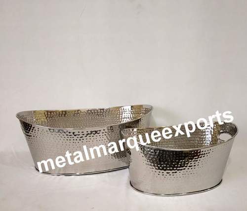 Stainless Steel Hammered Oval Champagne Tub