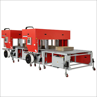 High Speed Corrugated Strapper with Integrated Squaring System