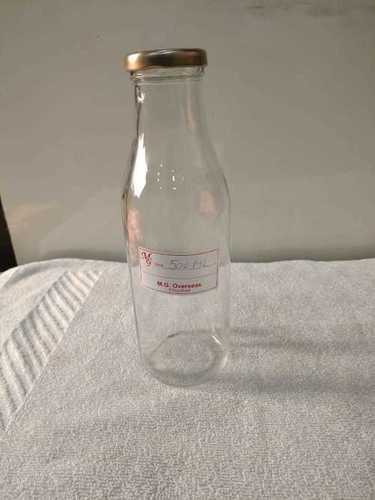 500 ML Milk Bottles - Glass Material, 500 ml Capacity, Transparent Color, Round Shape, 43 mm Diameter with Screw Cap Sealing