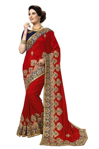 Purple Silk Embroidery Work Saree