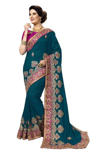 Purple Silk Embroidery Work Saree