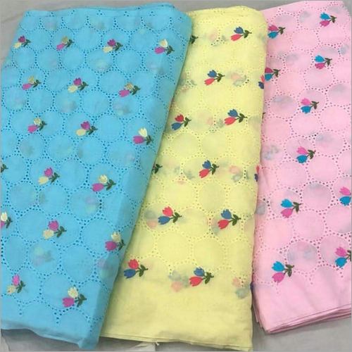 Cotton Silk Embroidered Fabric