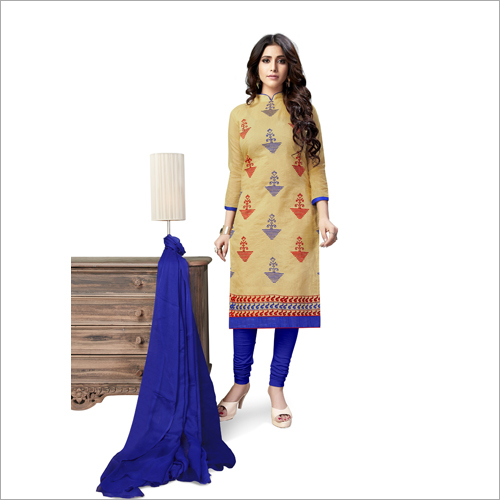 Fancy Chanderi Embroidered Dress Material