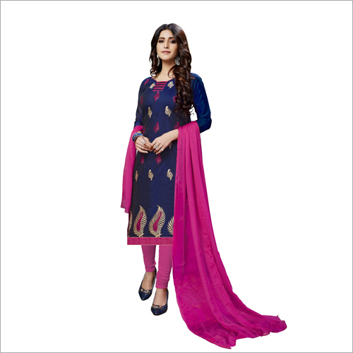 Designer Chanderi Embroidered Dress Material