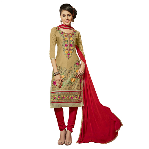 Fancy Glace Cotton Embroidered Suit