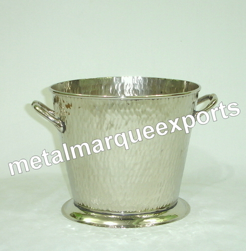 Stainless Steel Rice Hammered Ice Bucket with Handle