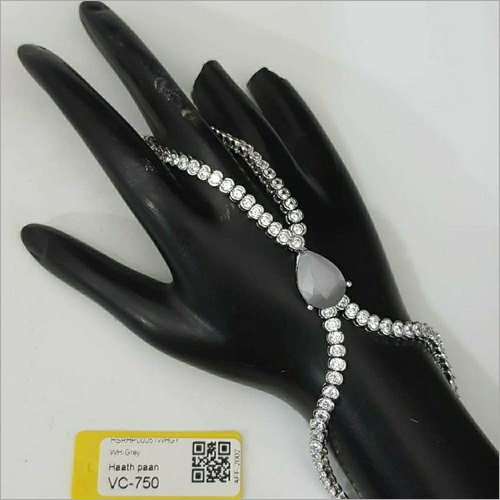 Designer Rodium American Diamond Hath Panja