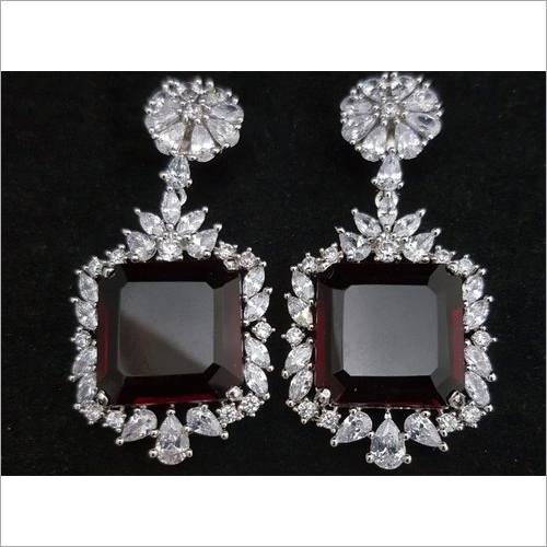 American Diamond Gemstone Studded Earrings Set