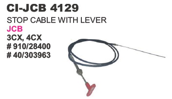 Stop Cable with Lever JCB - Steel Wire 1000-2000mm Black | Lever Control Plastic, Durable, Reliable Function