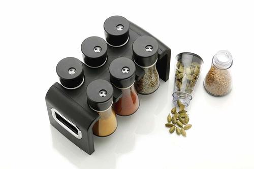 6 Pc Multipurpose Spice Rack Plastic Stackable and Space Savvy Dining Table Spice Rack