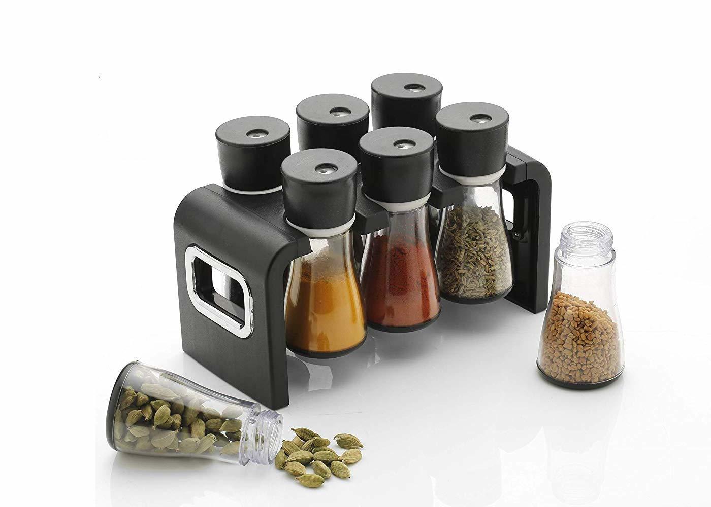 6 Pc Multipurpose Spice Rack Plastic Stackable and Space Savvy Dining Table Spice Rack