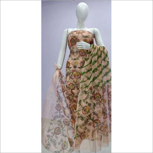 Available In Different Color Kota Doria Screen Print Dress Material