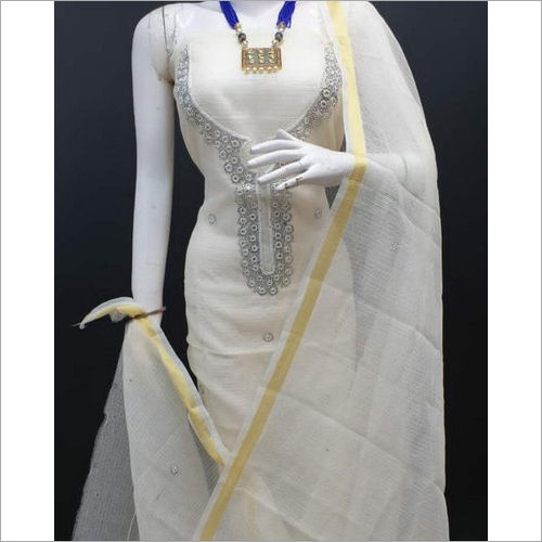 White Gota Patti Suit Dress Material