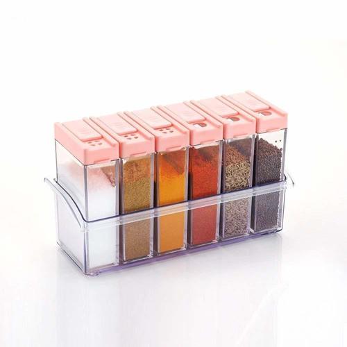 Spice Jar 6 Pcs Set, Easy Flow Storage, Idle For Kitchen- Storage Box Container (Color May Vary)