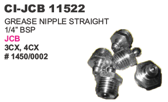 Grease Nipple Straight 1/4 inch Bsp JCB