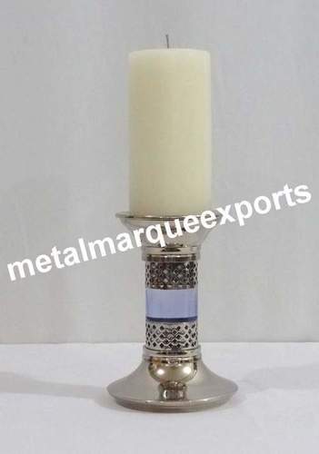 Aluminium Shining Polish Pillar Candle Holder Application: Home Decor