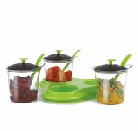 3 piece Condiment sets Container with Designer Stand & Spoon 3 Piece Condiment Set aachar rack pickle jar set