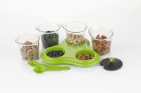3 piece Condiment sets Container with Designer Stand & Spoon 3 Piece Condiment Set aachar rack pickle jar set