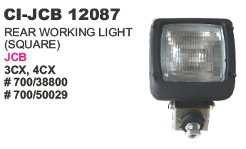 Rear Working Light Square JCB - Plastic Metal, 10x10x5 cm, 12V 55W | Durable, Reliable, Bright Light, Easy Install